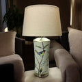 AcaciaHome Modern 51cm Floral Ceramic Table Lamp with White Drum Shade