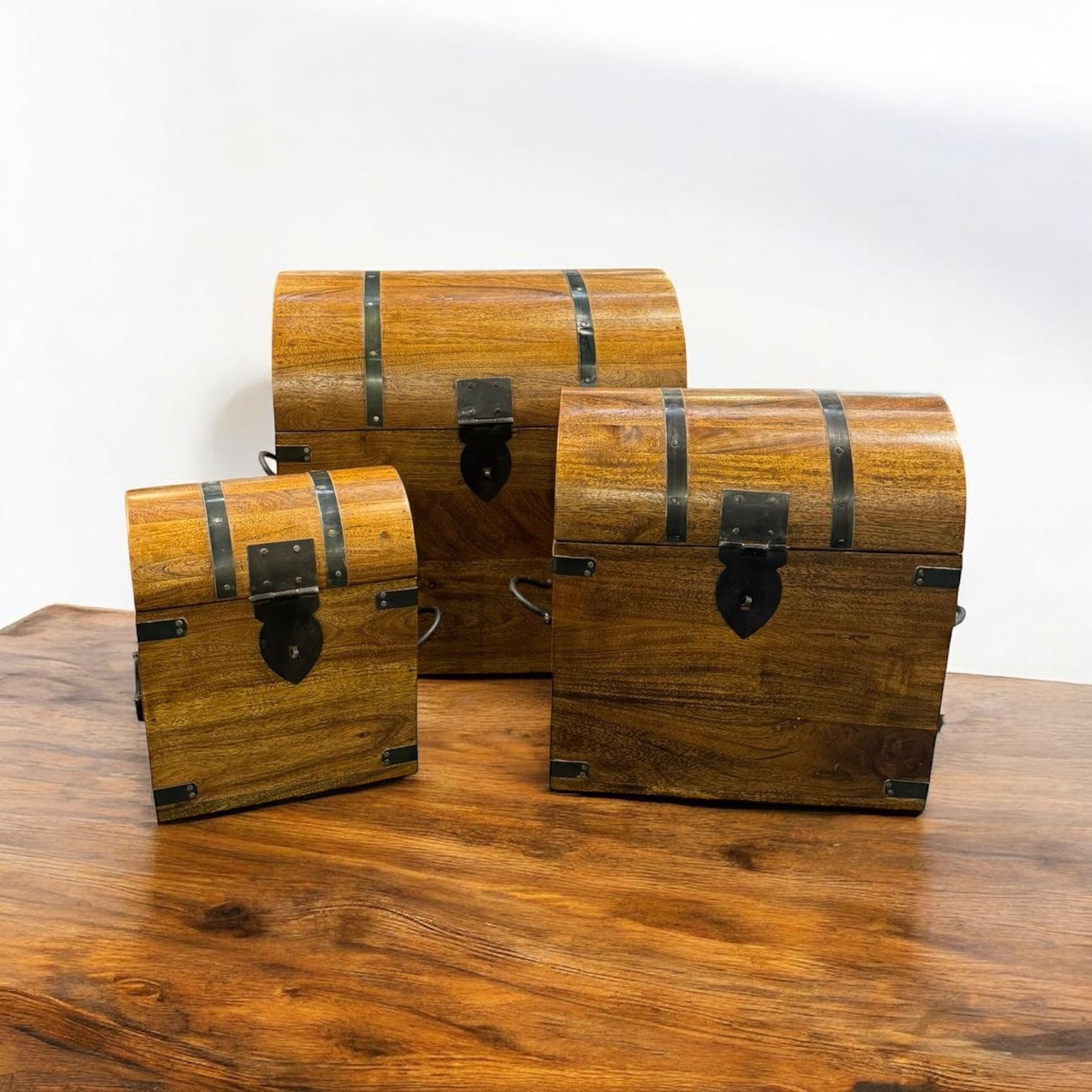 45cm Set 3 Wooden Chests