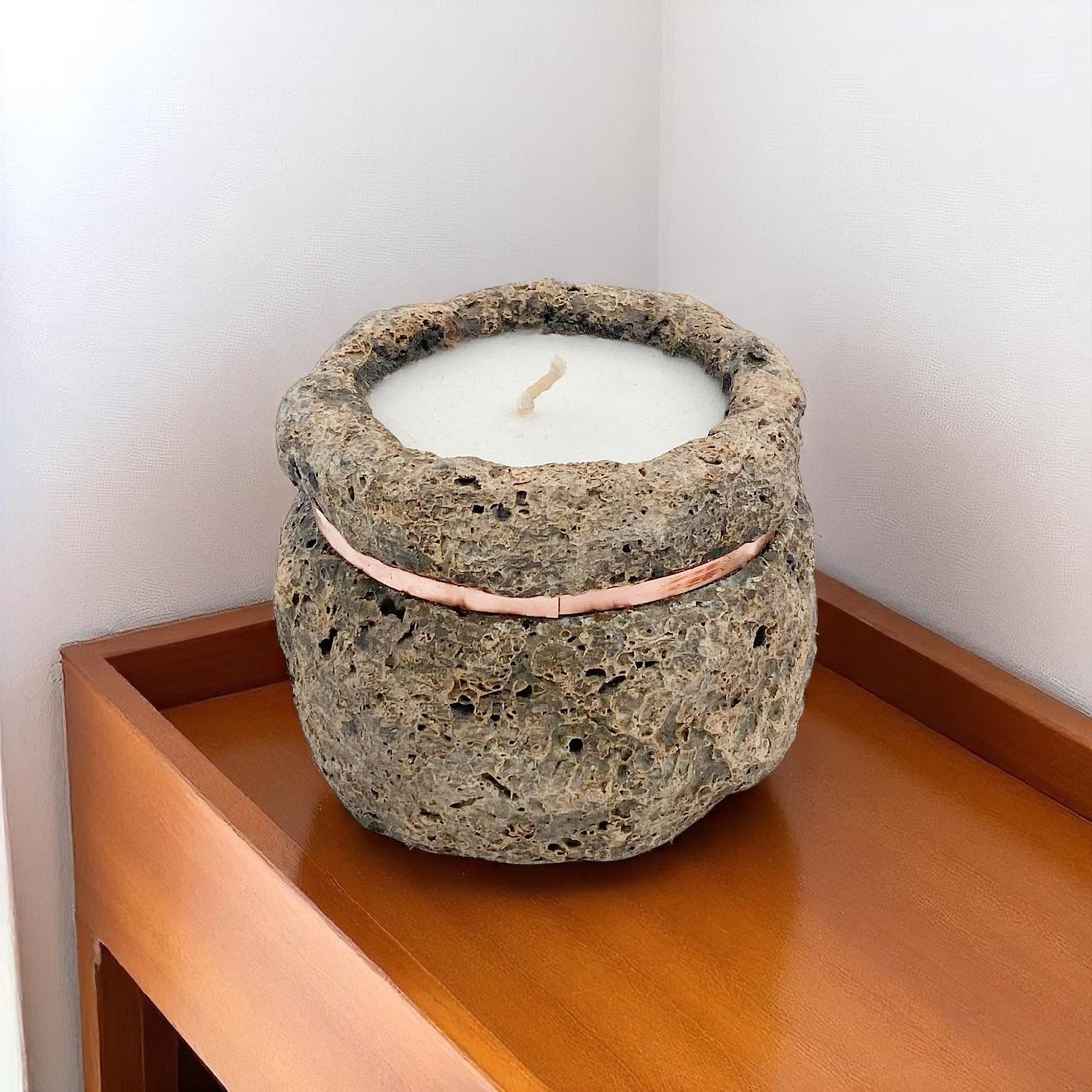 16cm Round Candle With Copper