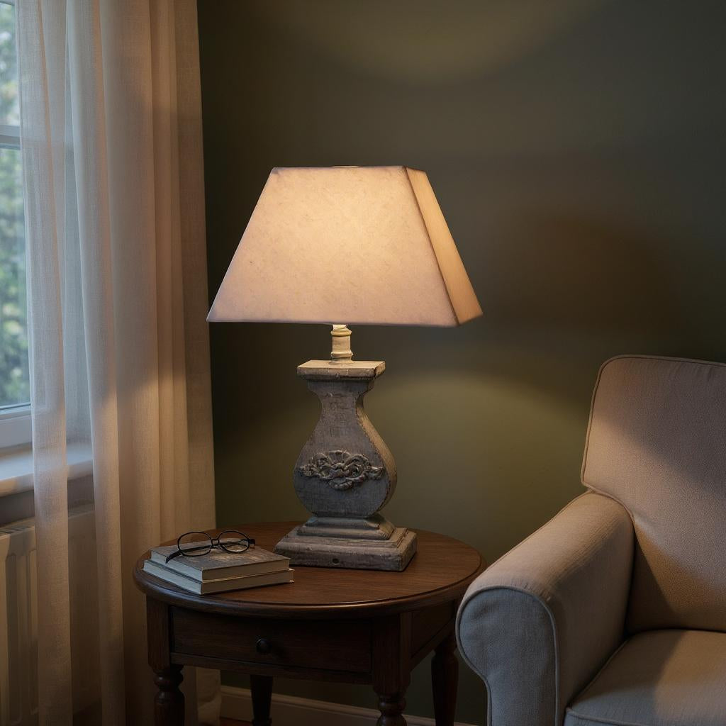 Modern Tall Wooden Washed Table Lamp