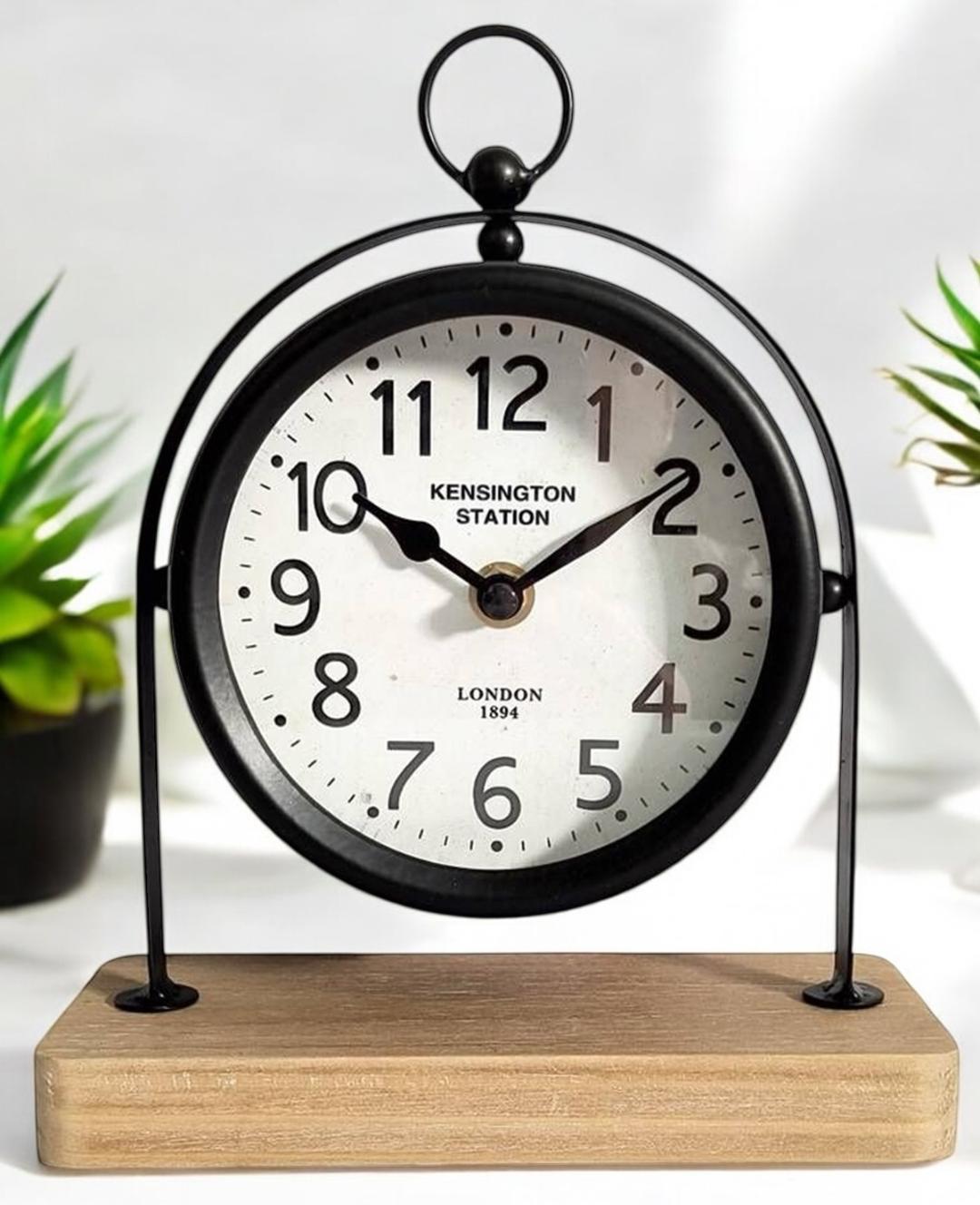 AcaciaHome Elegant Silent Sweep Mantel Clock (22CM Black Clock)