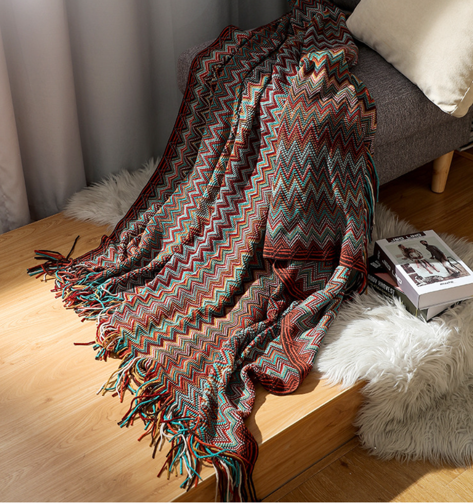 Aztec Boho Blanket features an attractive chevron design