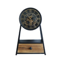 AcaciaHome Sleek Black & Gold Mantel Gear Clock with Silent Sweep
