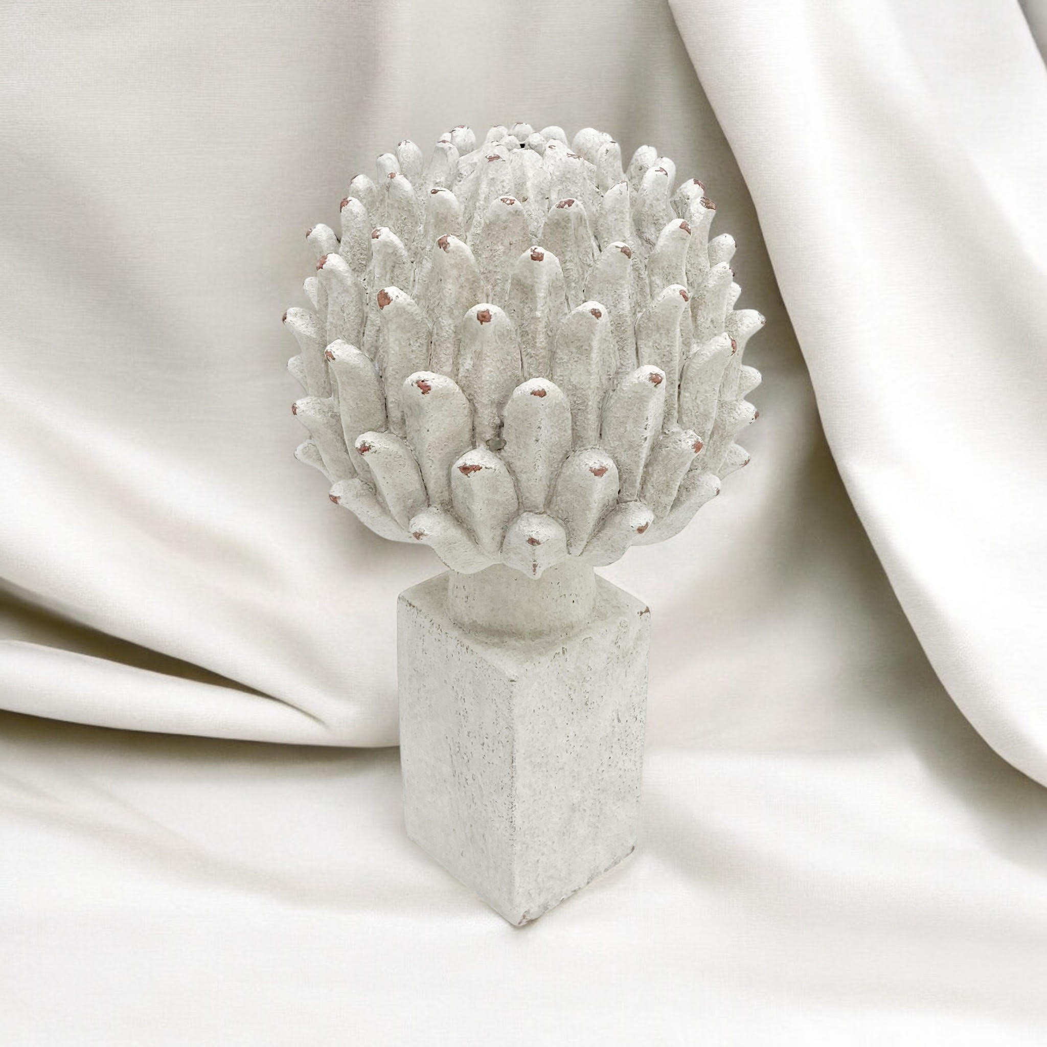 Flower on a Base Garden Ornament Resin Art Sculpture Figurine Stone Look 34cm
