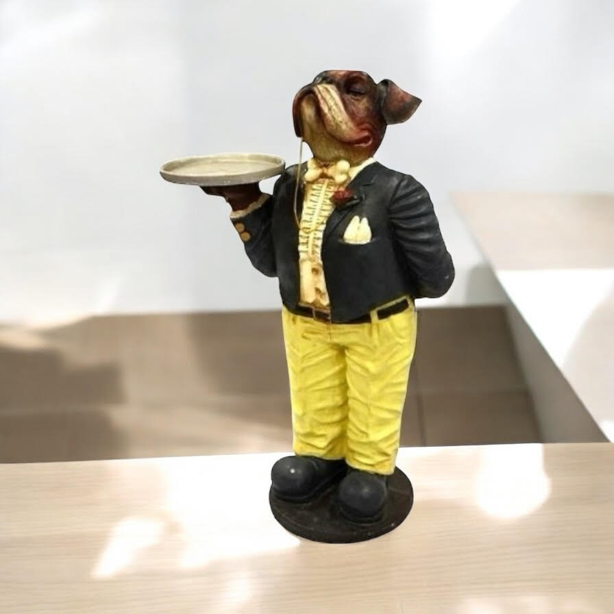 AcaciaHome Elegant Resin Bulldog Butler Statue
