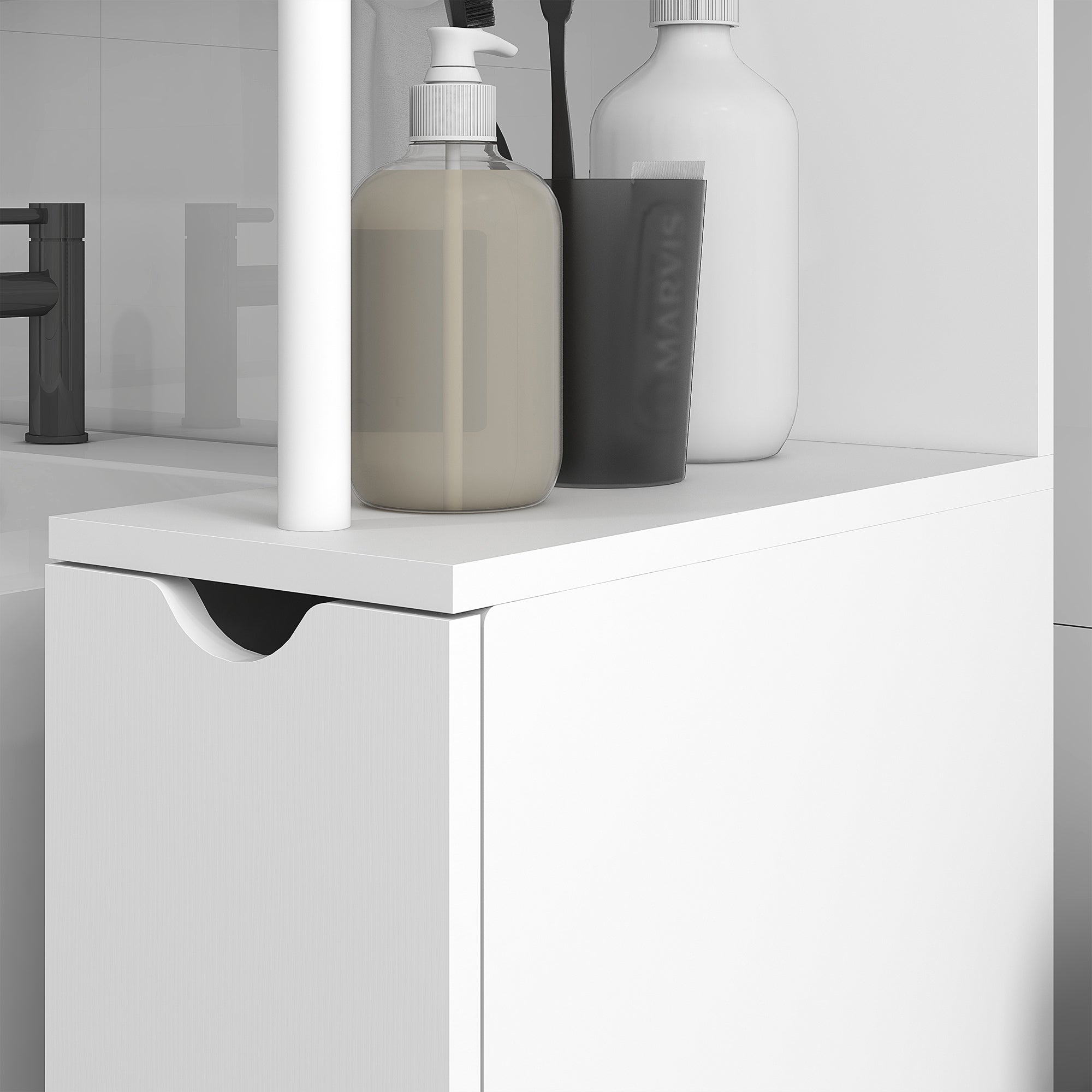 HOMCOM Tall Bathroom Cabinet, Bathroom Storage Cabinet W/ Shelf, Drawers White