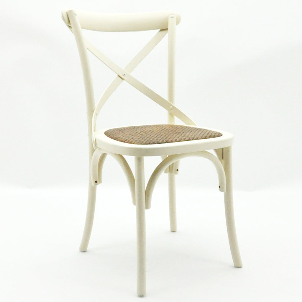 Hand Finished Cross Back Oak Wooden Cafe Chair (Cream)