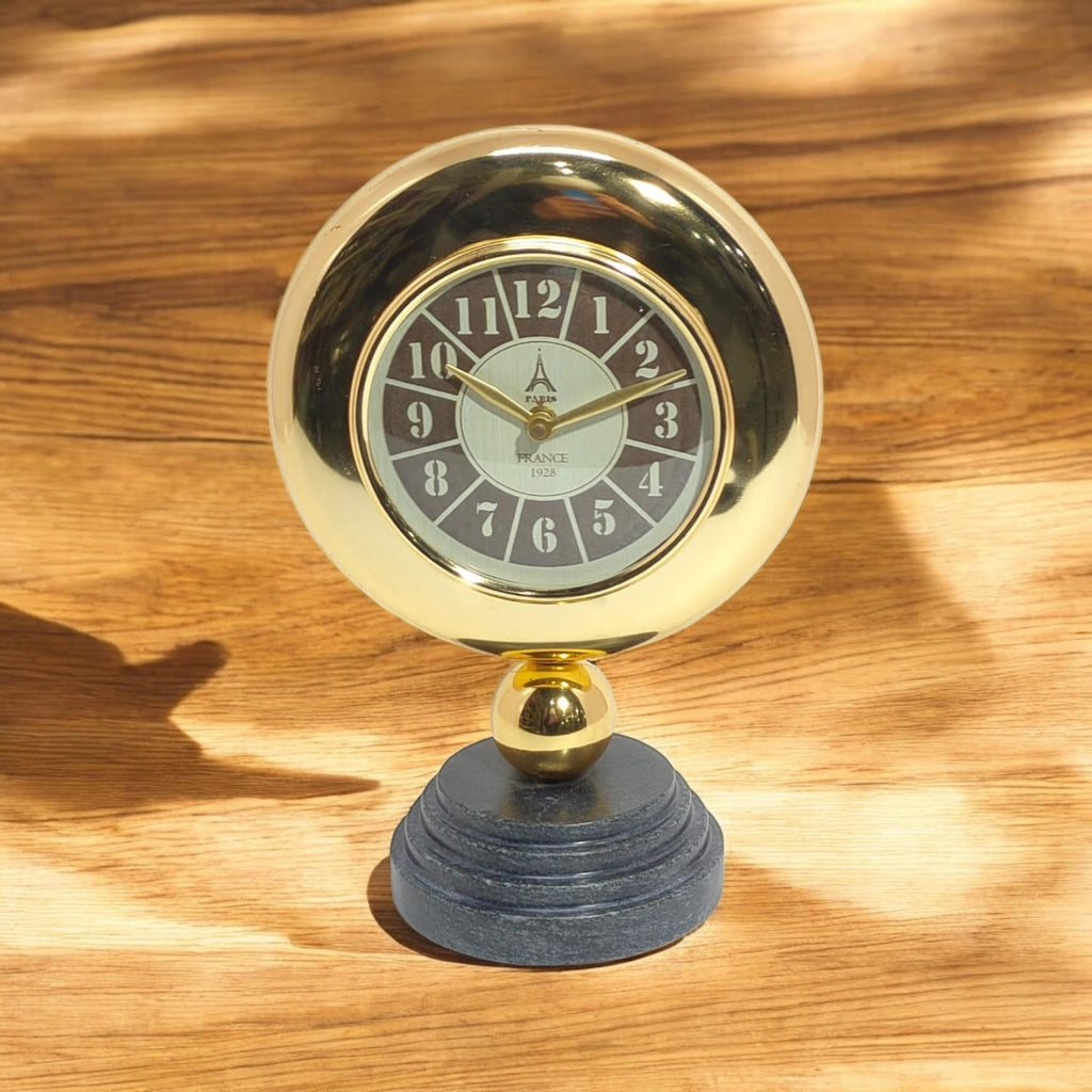 Gold Black Mantel Clock – Elegant Silent Sweep Tabletop Timepiece (25 CM Mantel Clock)