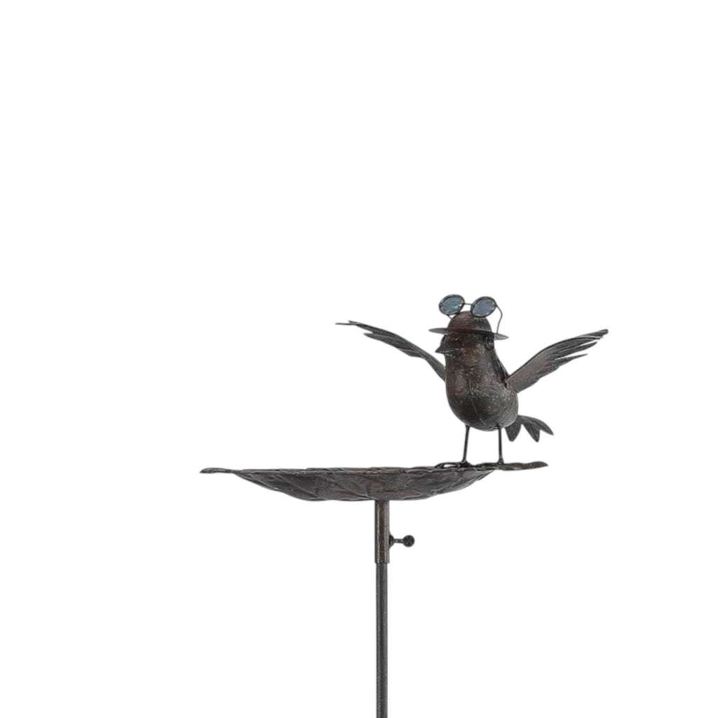 Stylish and Modern Metal Bird Feeder Birdbath Spinner Stake (Black, 50" Metal Bird)