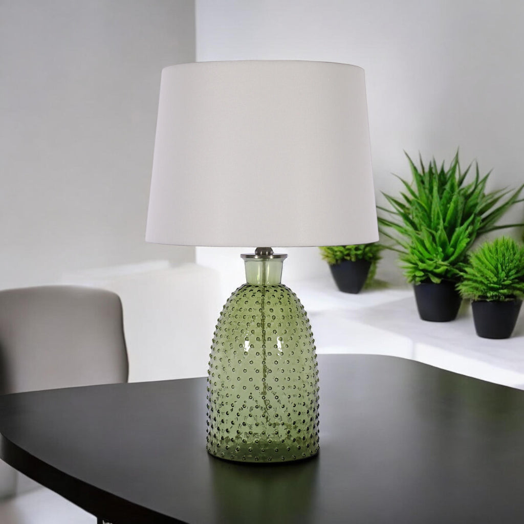 AcaciaHome Cream Ceramic Table Lamp with Drum Shade (Leaf Vase - 63cm Shade)