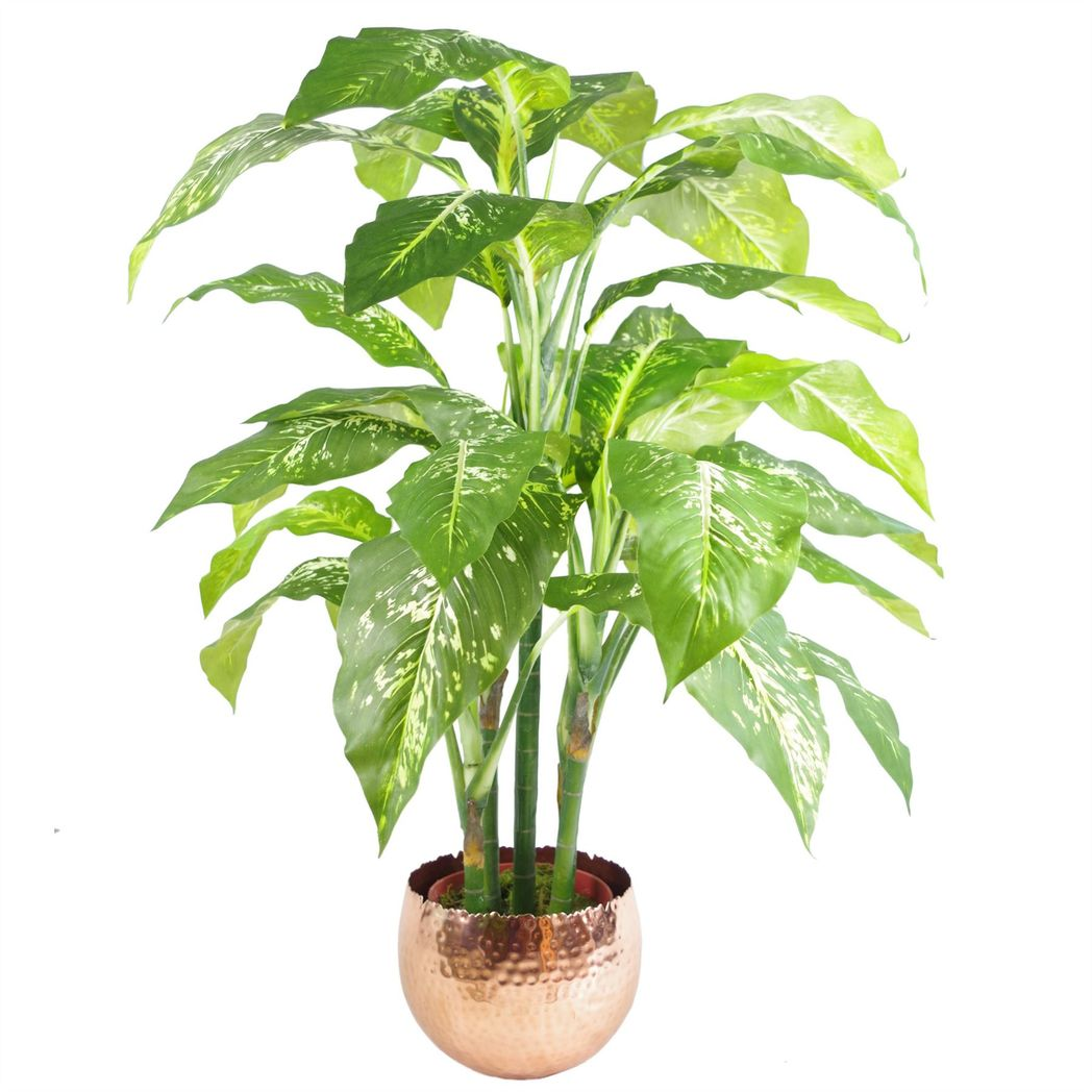 Leaf Large Metal Planter 22 x 17cm Hammered Copper Plated Curvy Edge