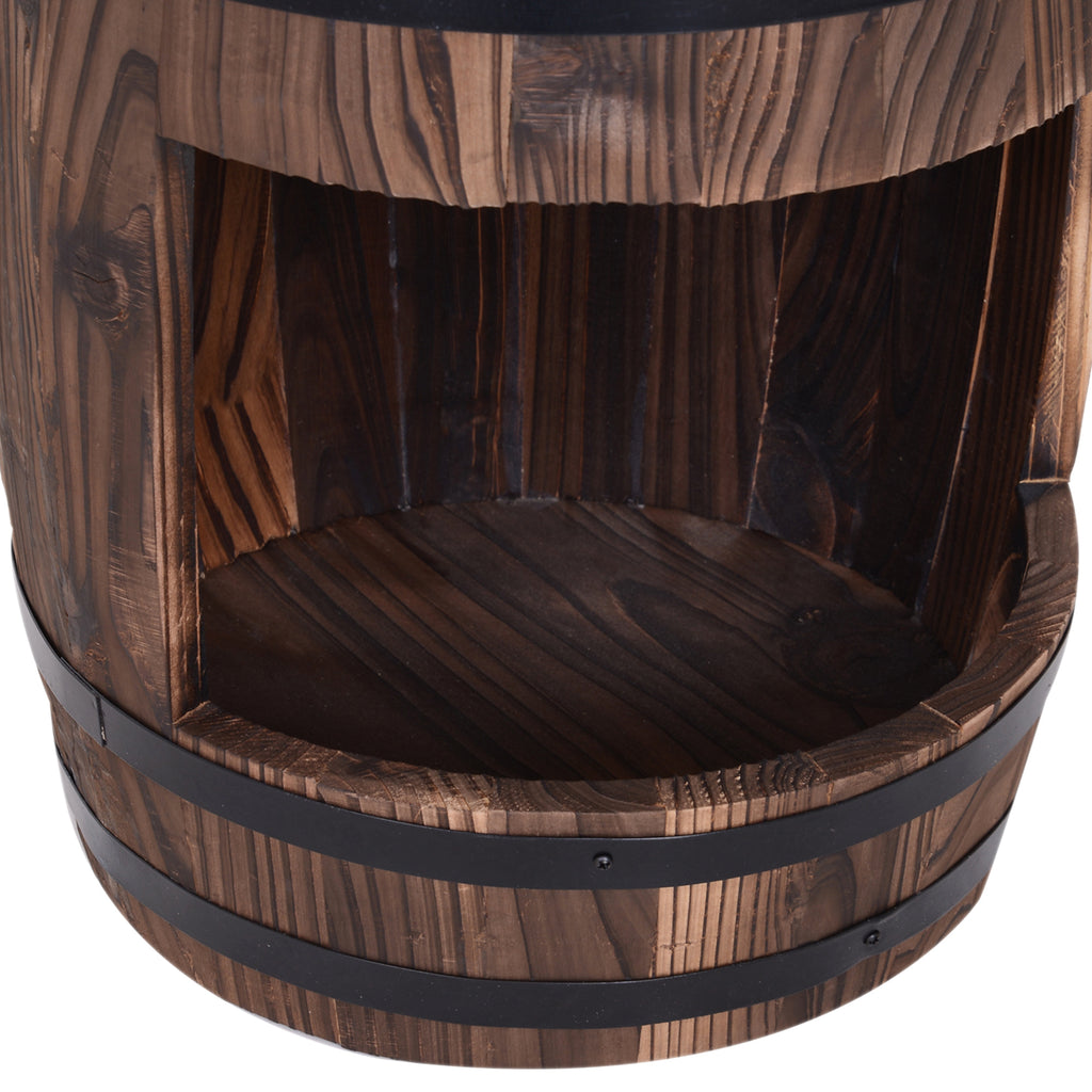 Outsunny Wood Barrel Pump Garden Fountain Water Feature Flower Planter Stand New
