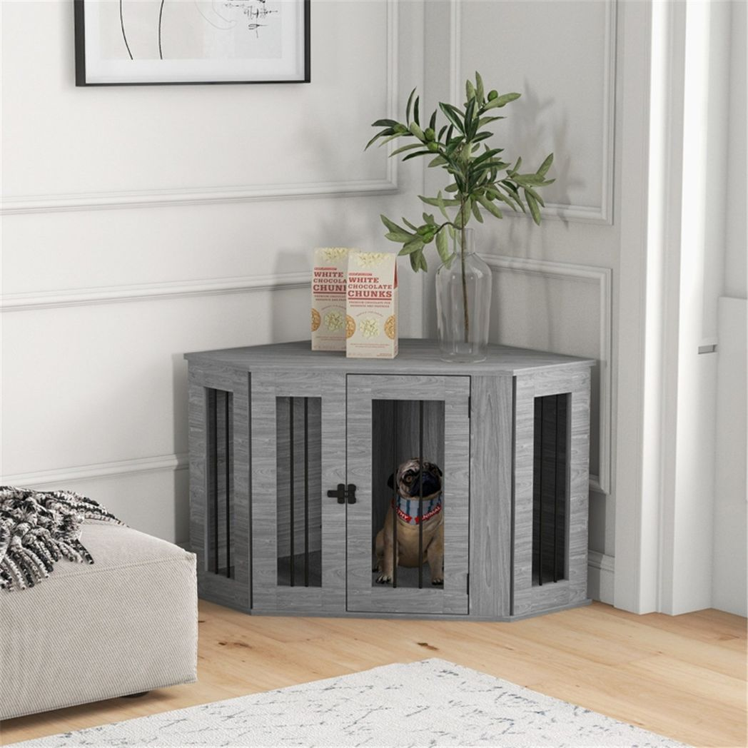 Grey Furniture-Style Dog Crate Side Table – Medium Dogs