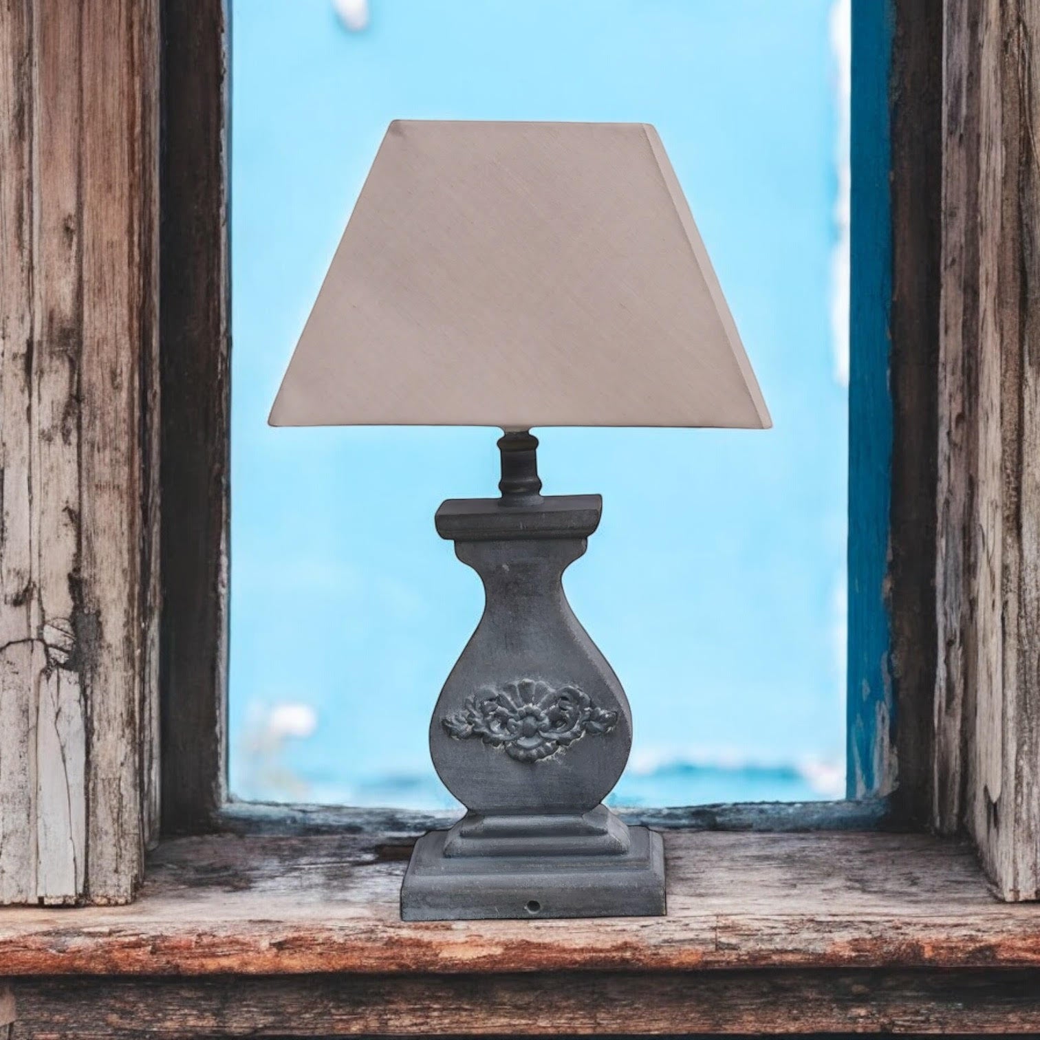 Modern Tall Wooden Washed Table Lamp