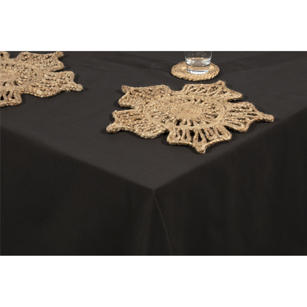 Avon 100% Cotton 240x140cm Black Tablecloth
