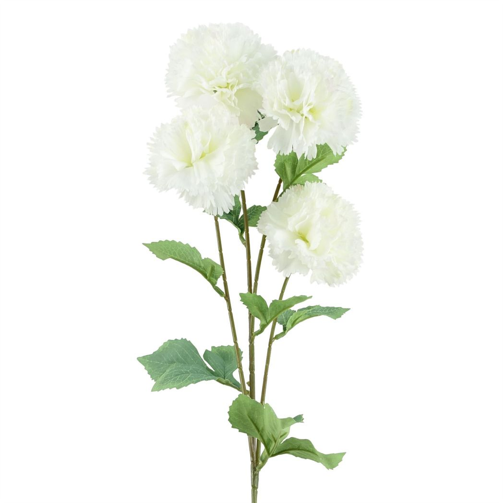 Pack of 6 x 70cm White Artificial Carnation Stem - 24 Flowers