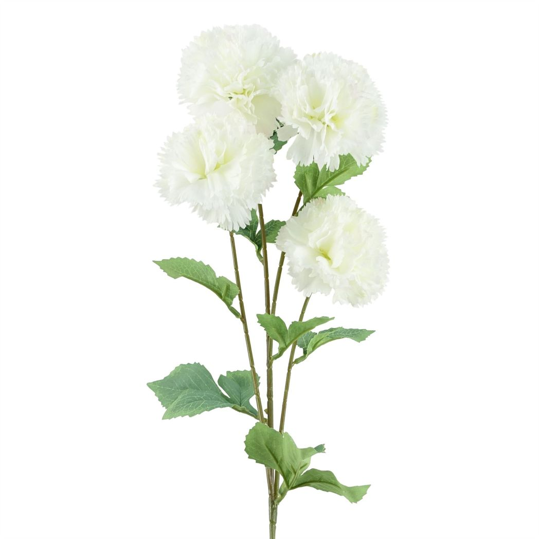 Pack of 6 x 70cm White Artificial Carnation Stem - 24 Flowers
