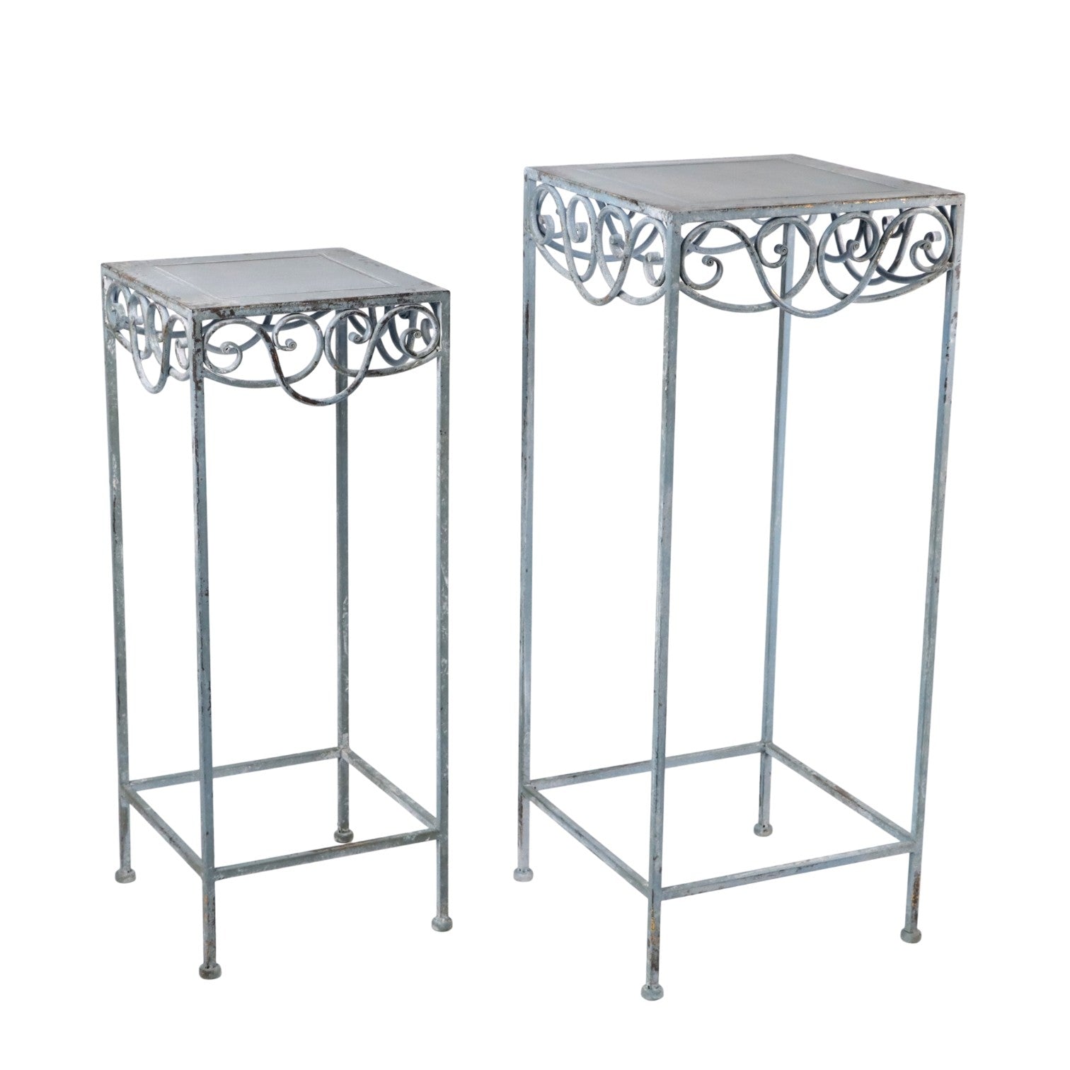 66cm Cream Metal Set 2 Plant Stand