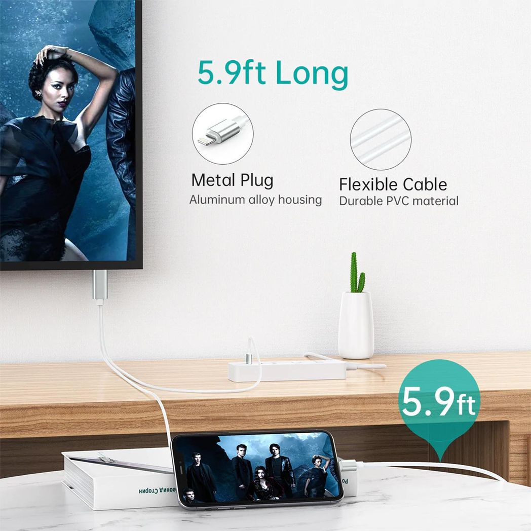 Aquarius Full HD Support HDMI Connector Cable for Phone/Pad Silver