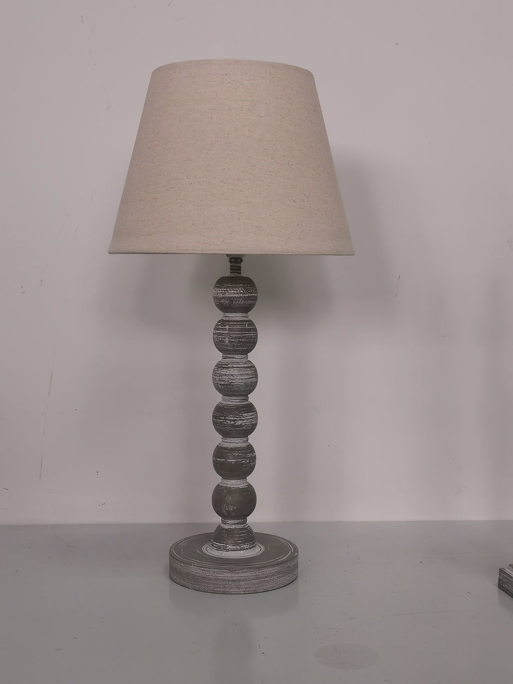AcaciaHome Modern Tall Wooden Washed Table Lamp (42cm Dark Grey with Shade)
