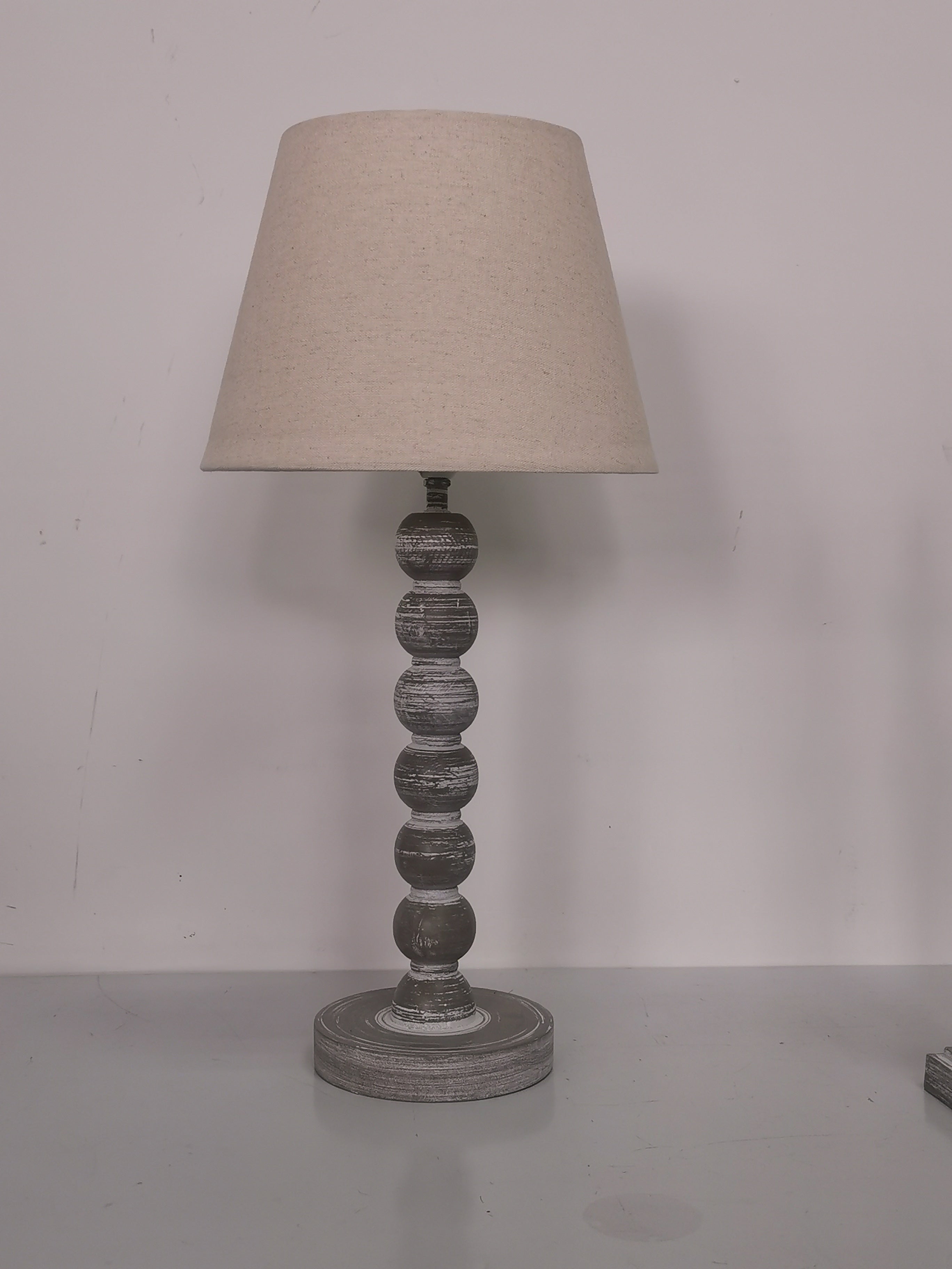 AcaciaHome Modern Tall Wooden Washed Table Lamp (42cm Dark Grey with Shade)