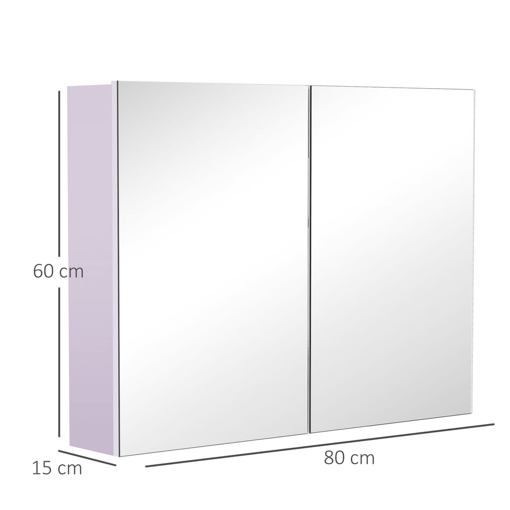 Mirror Cabinet Double Door Wall Mounted Modern Storage Unit Bathroom