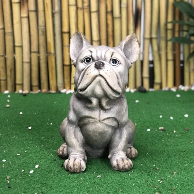 AcaciaHome Modern 32cm Sitting Bulldog Statue Resin Dog Ornament