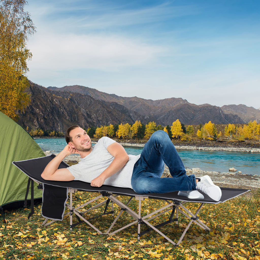 Single Portable Outdoor Military Sleeping Bed Camping Cot Black Outsunny