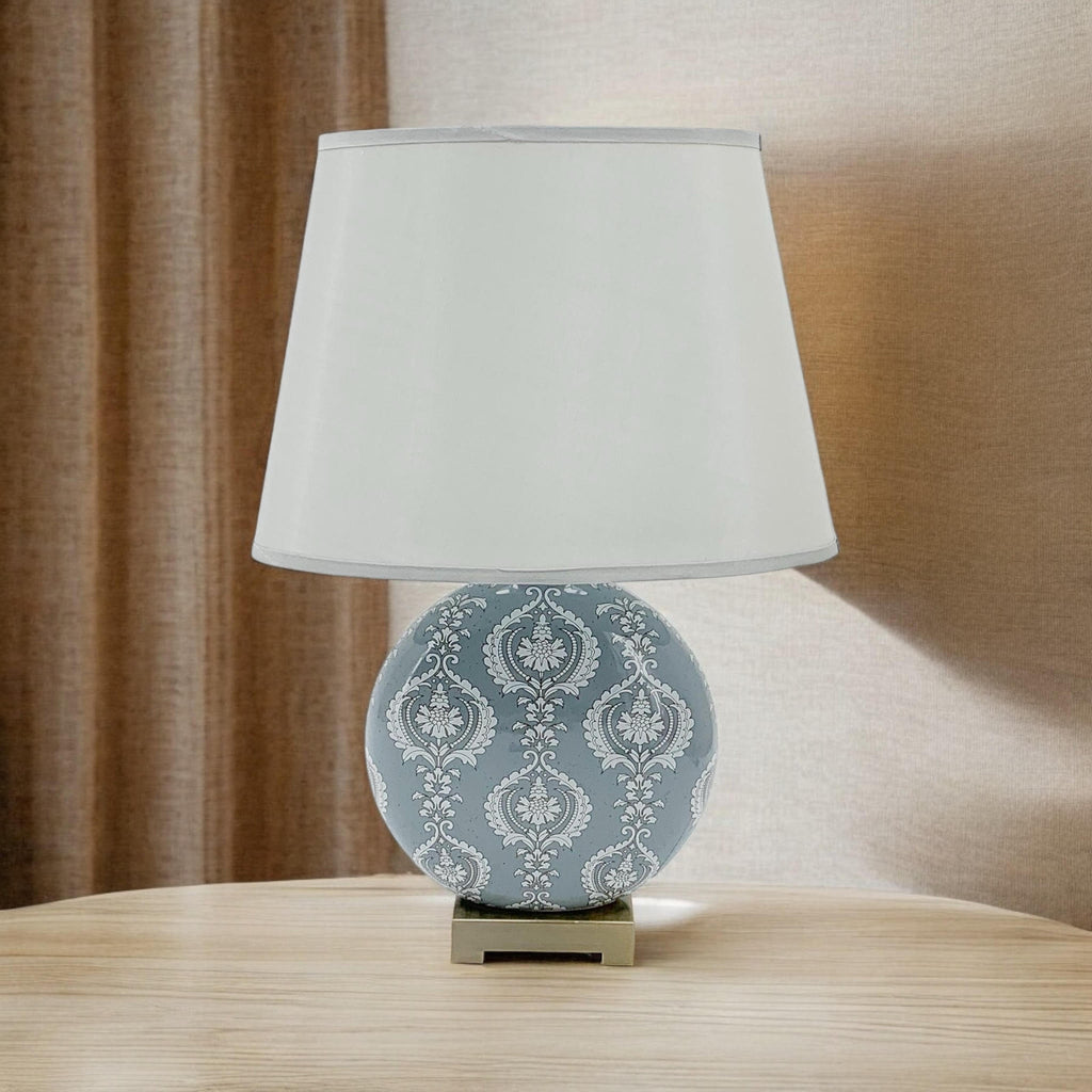 AcaciaHome Oriental Design Large Floral Ceramic Table Lamp with Drum Shade