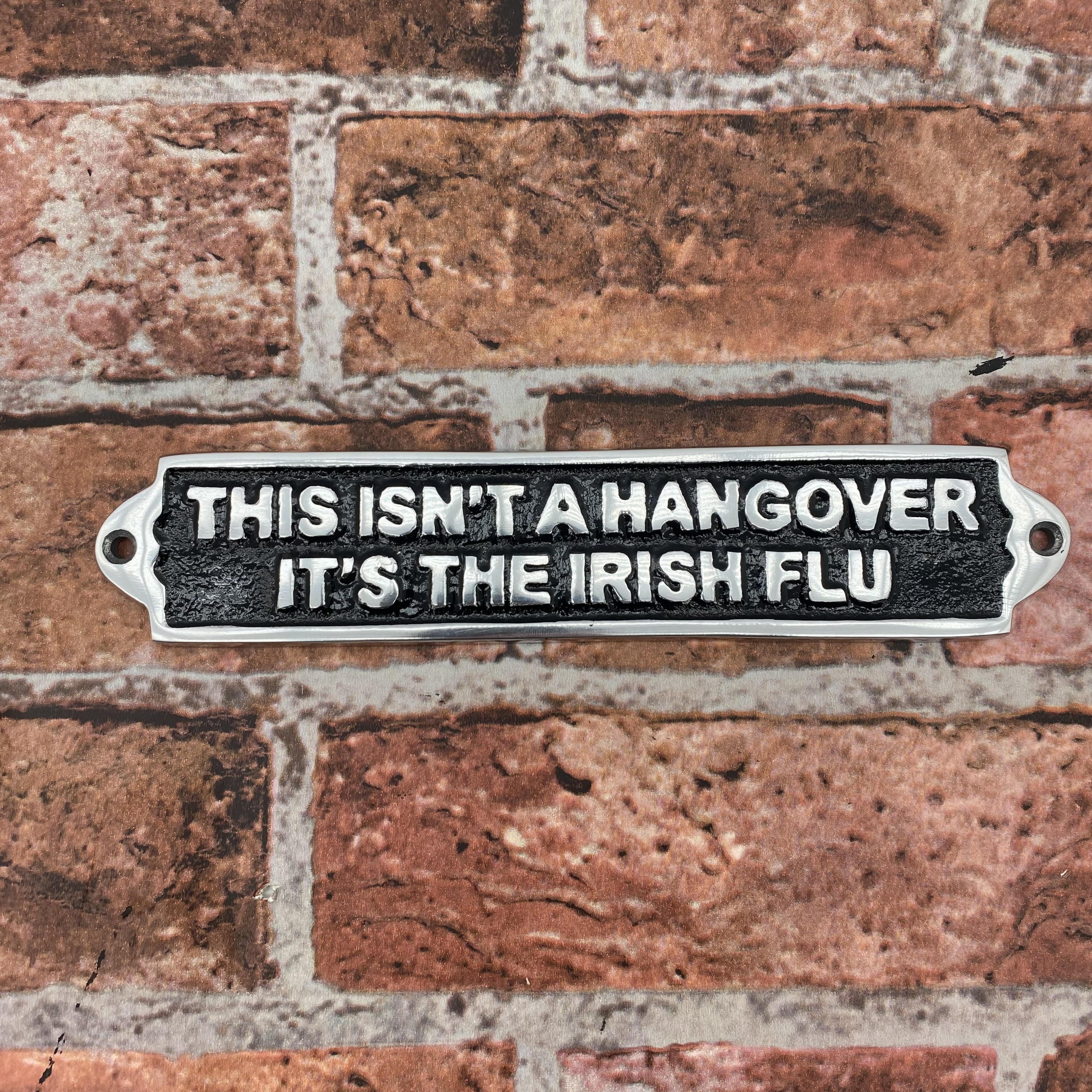 Irish Hangover Aluminium Cast Iron Door Sign Humorous Gift Wall Decor Sign 25cm