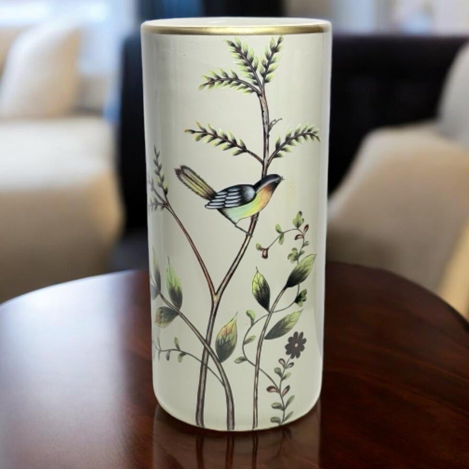 AcaciaHome Ceramic 18” Tall Floral Design Umbrella Stand