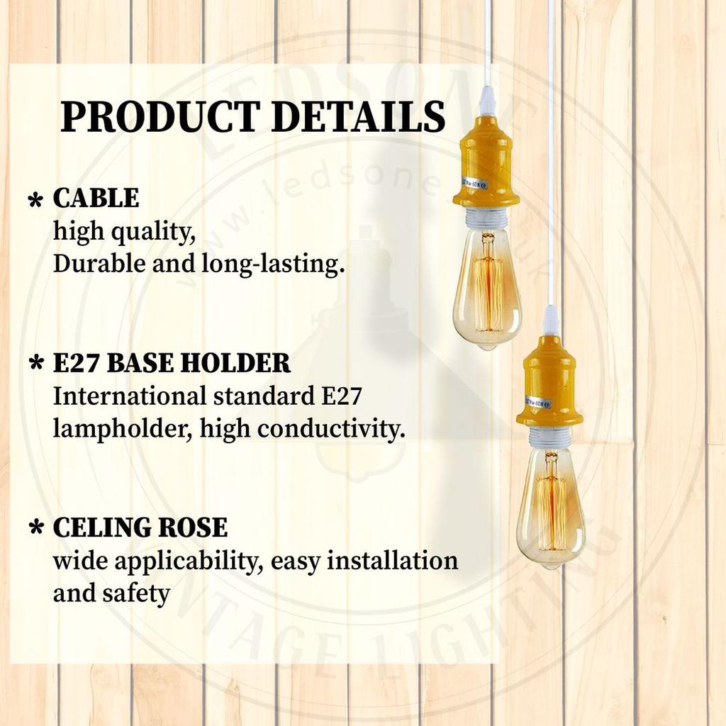 6 Pack Industrial Pendant Light Fitting, Lampshade Addable E27 Lamp White Holder