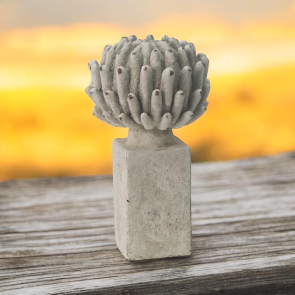 Flower on a Base Garden Ornament Resin Art Sculpture Figurine Stone Look 21cm