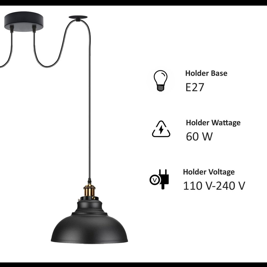 Burgundy Vintage 2 Way Ceiling Pendant Light Metal Industrial Style 29cm