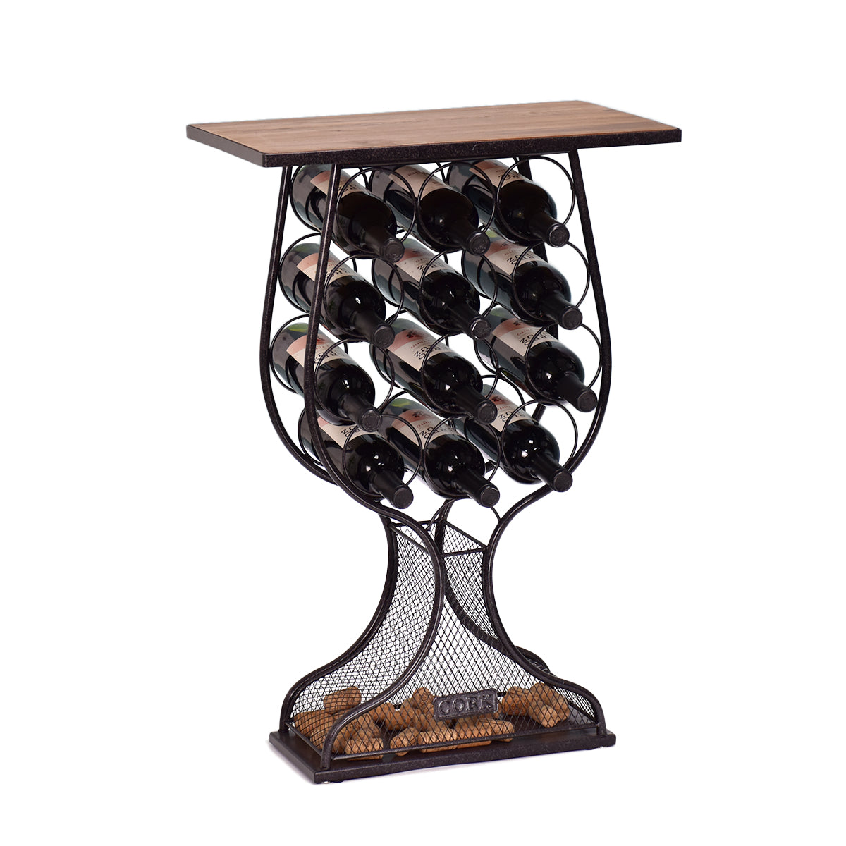 AcaciaHome Sophisticated Free Standing Wine Rack (1, 76cm Wine Glass Shape)