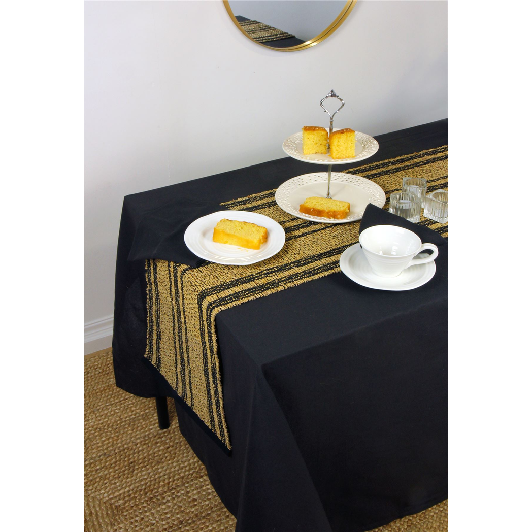 Avon 100% Cotton 240x140cm Black Tablecloth