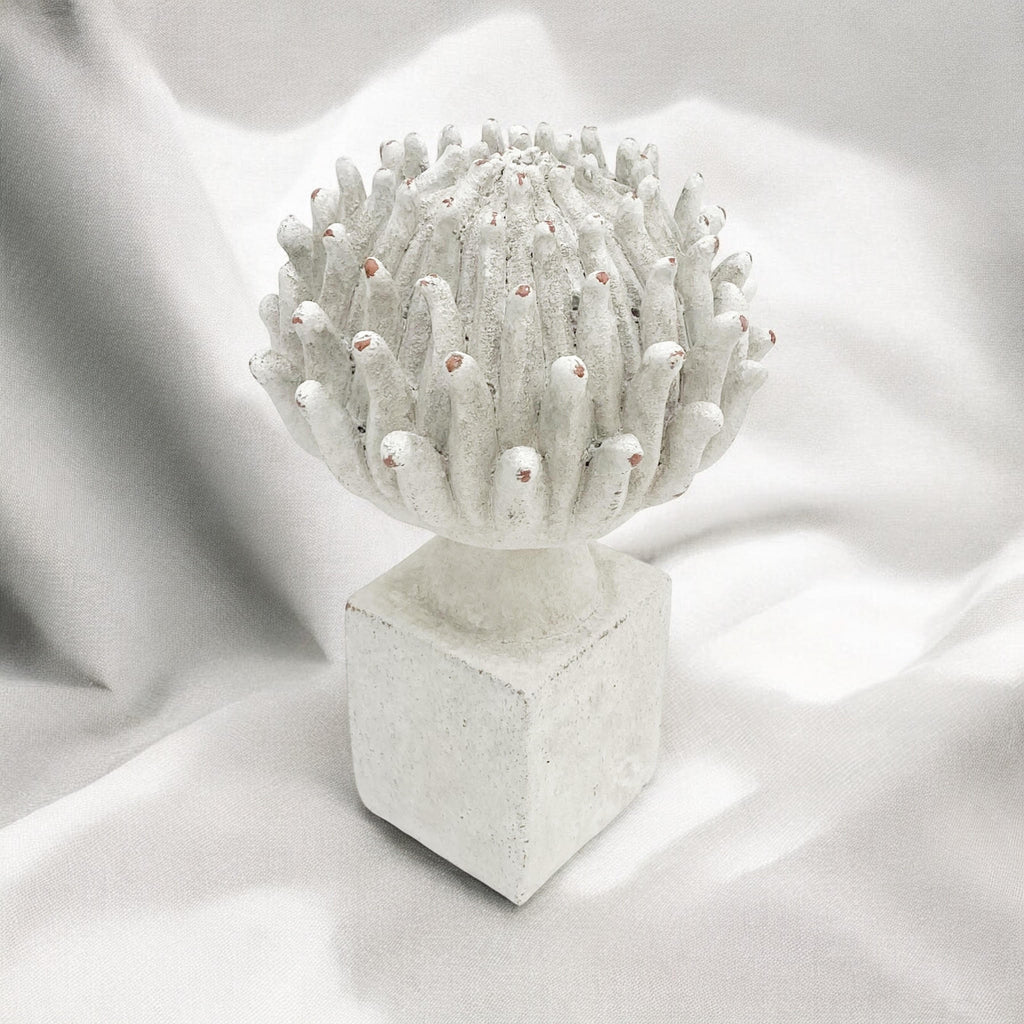 Flower on a Base Garden Ornament Resin Art Sculpture Figurine Stone Look 27cm
