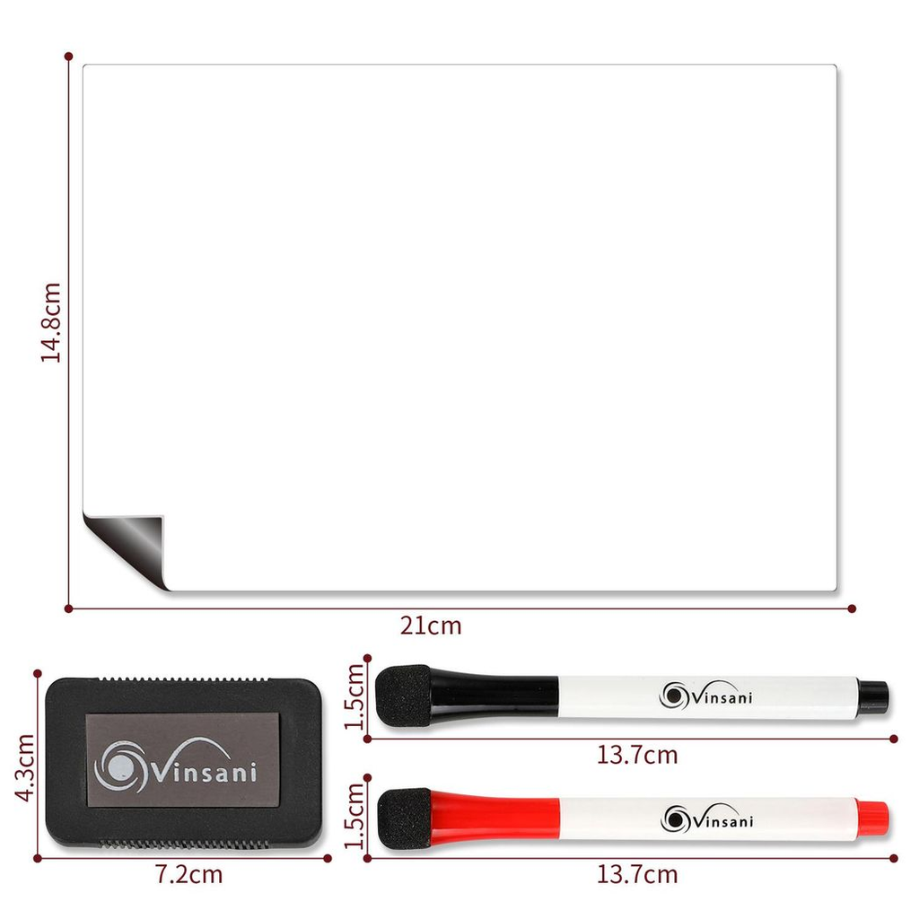 Vinsani A5 Whiteboard with 2 Markers and Eraser