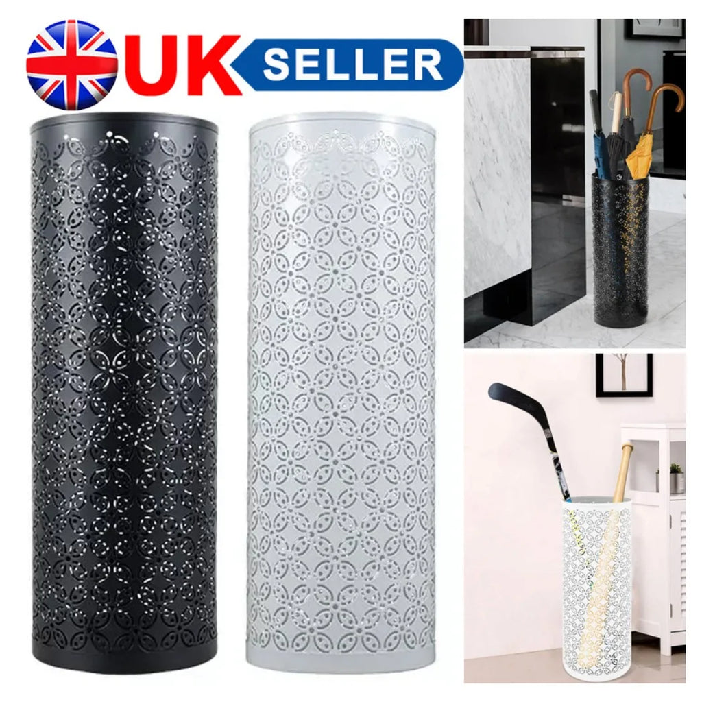 Umbrella Holder Stand Metal Home Storage Rack Walking Stick Rain Water Drip Tray-Black