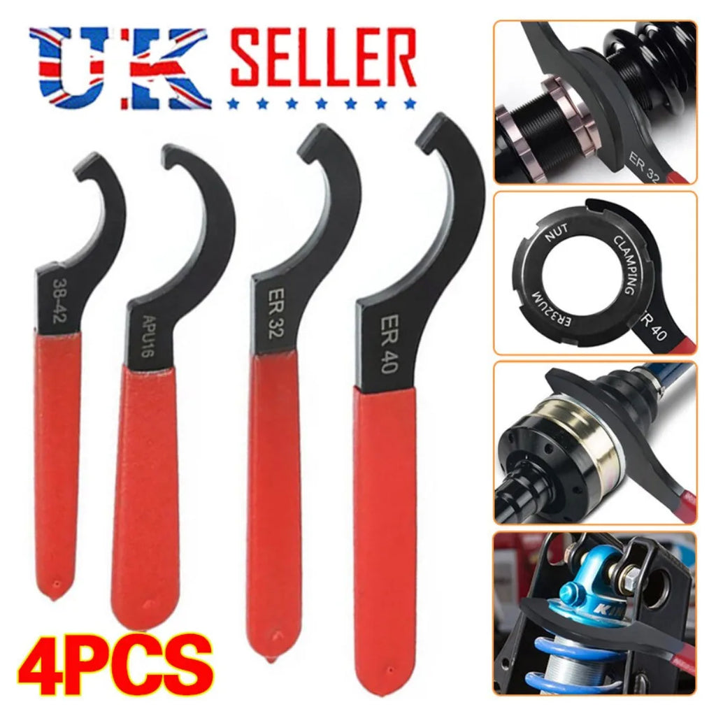 4PCS Coilover Wrench, Hook Wrenches Tools Set Shock Spanner Wrench Set C-Shape