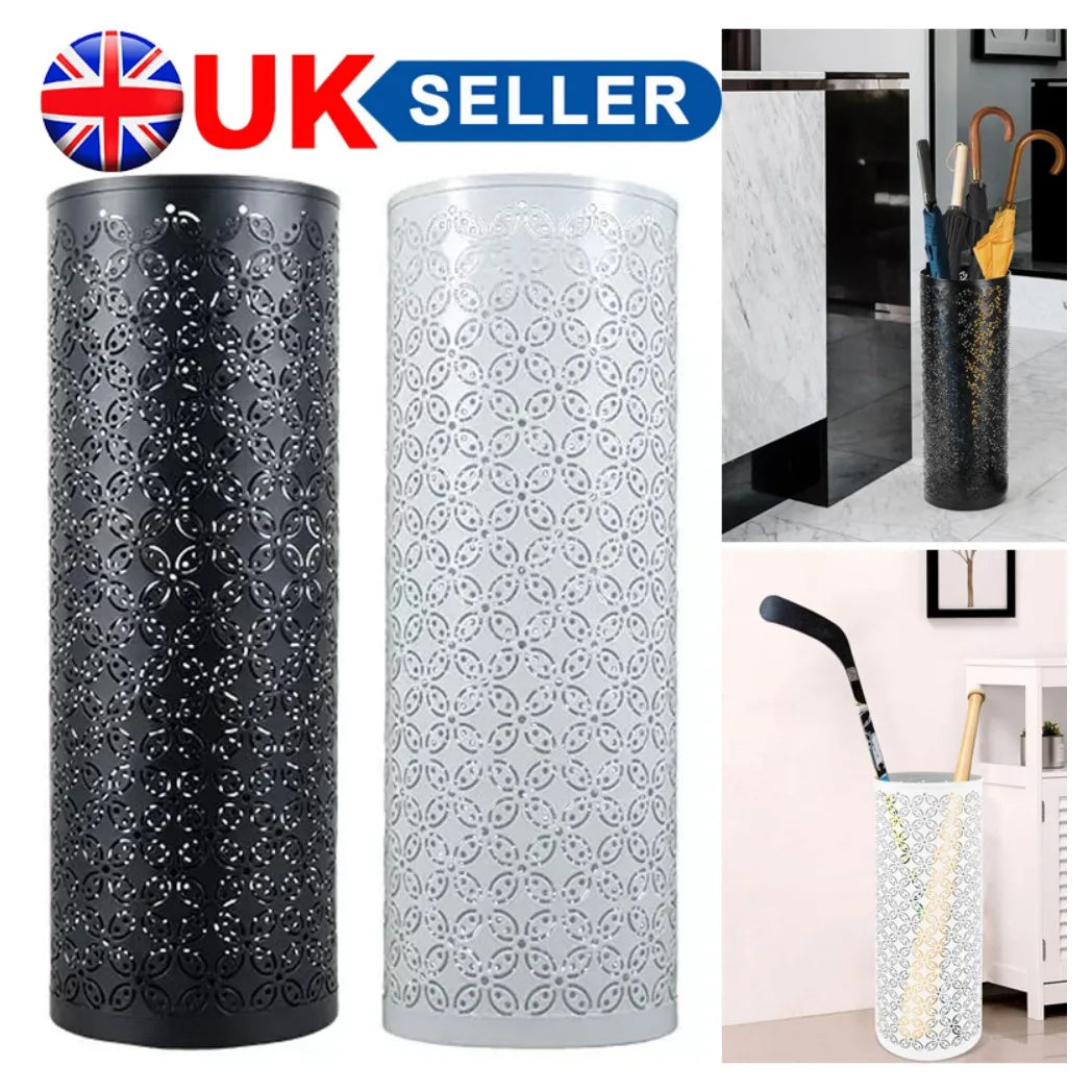 Umbrella Holder Stand Metal Home Storage Rack Walking Stick Rain Water Drip Tray-Black