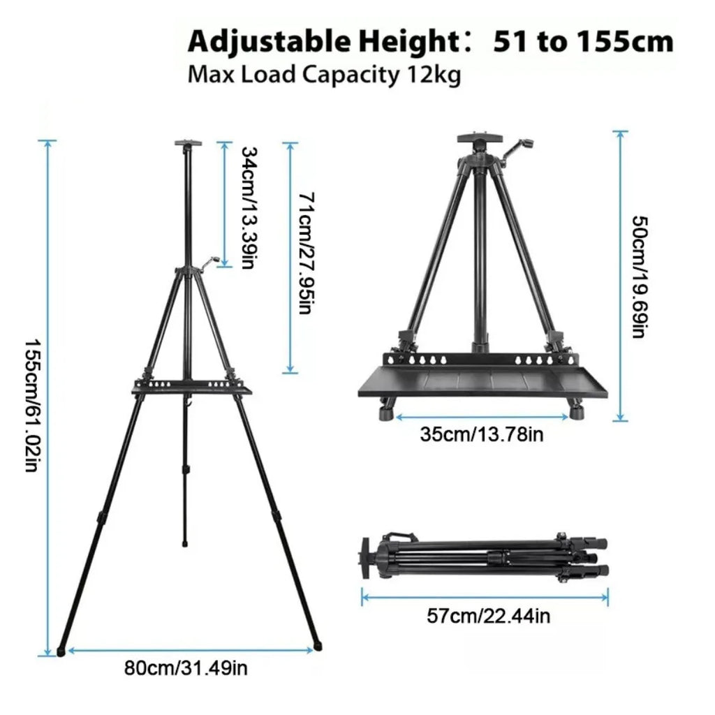 51-155cm Art Easel Stand for Painting Drawing Sketch Folding Tripod w Carry Bag