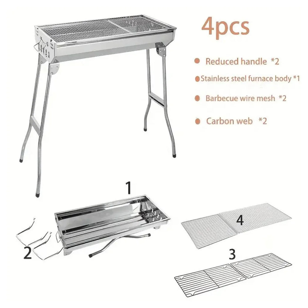 Folding BBQ Charcoal Barbecue Grill Steel Stainless Garden Picnic Camping Stove