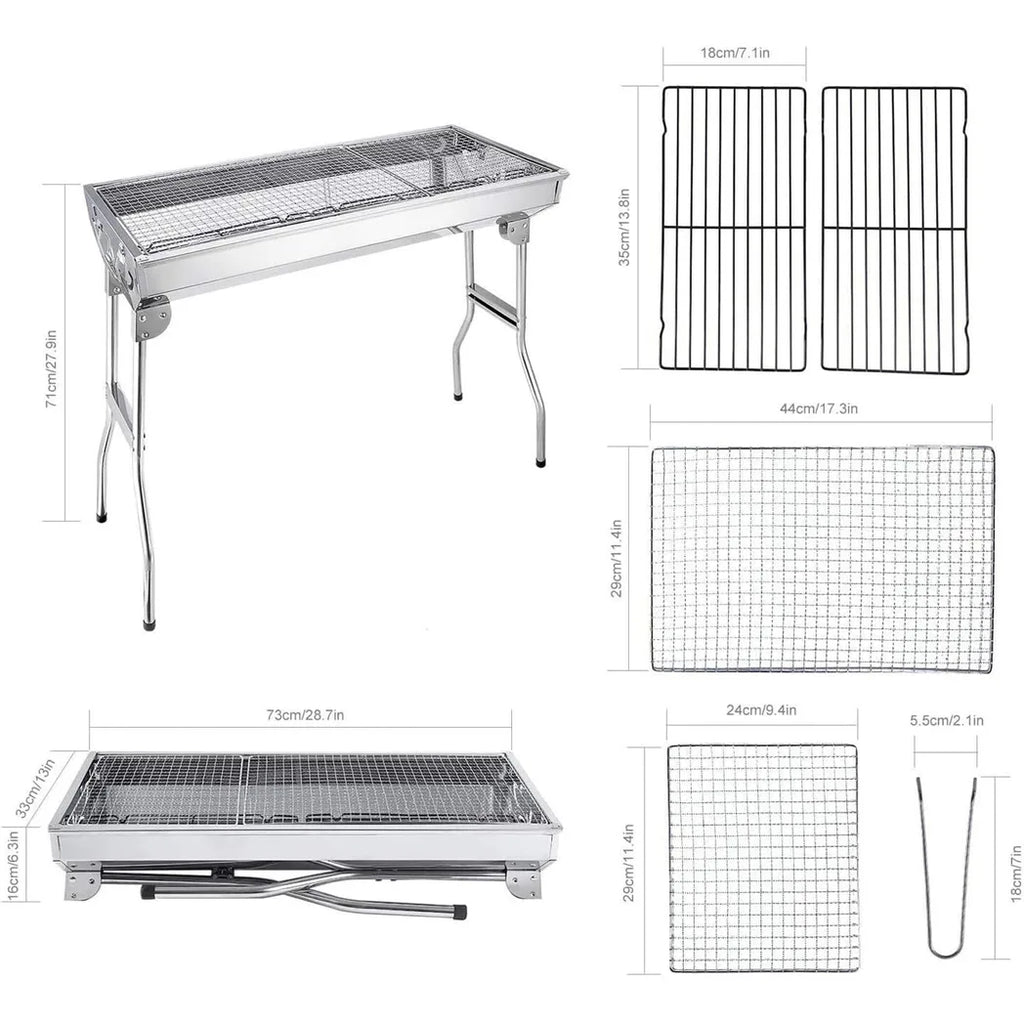Folding BBQ Charcoal Barbecue Grill Steel Stainless Garden Picnic Camping Stove