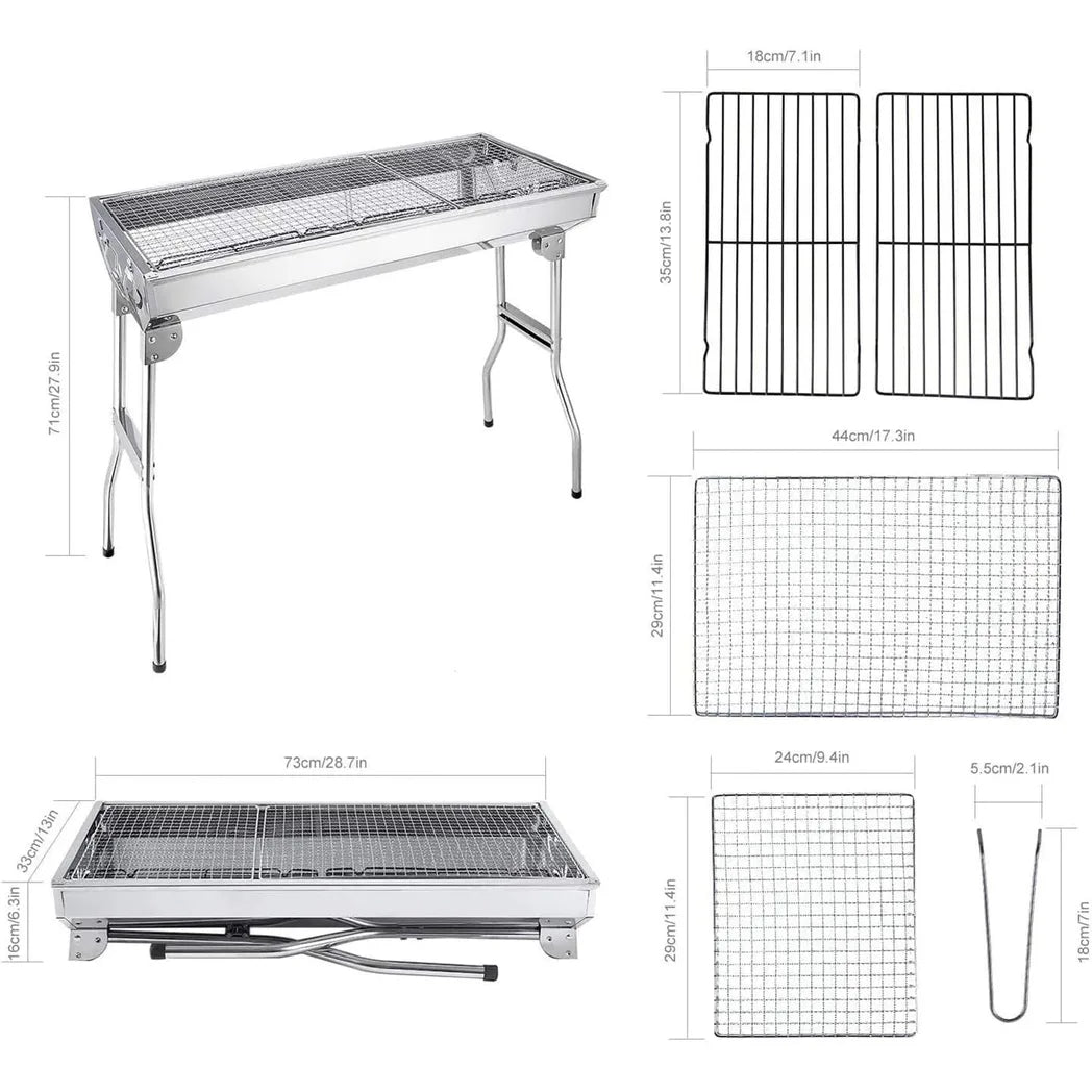 Folding BBQ Charcoal Barbecue Grill Steel Stainless Garden Picnic Camping Stove