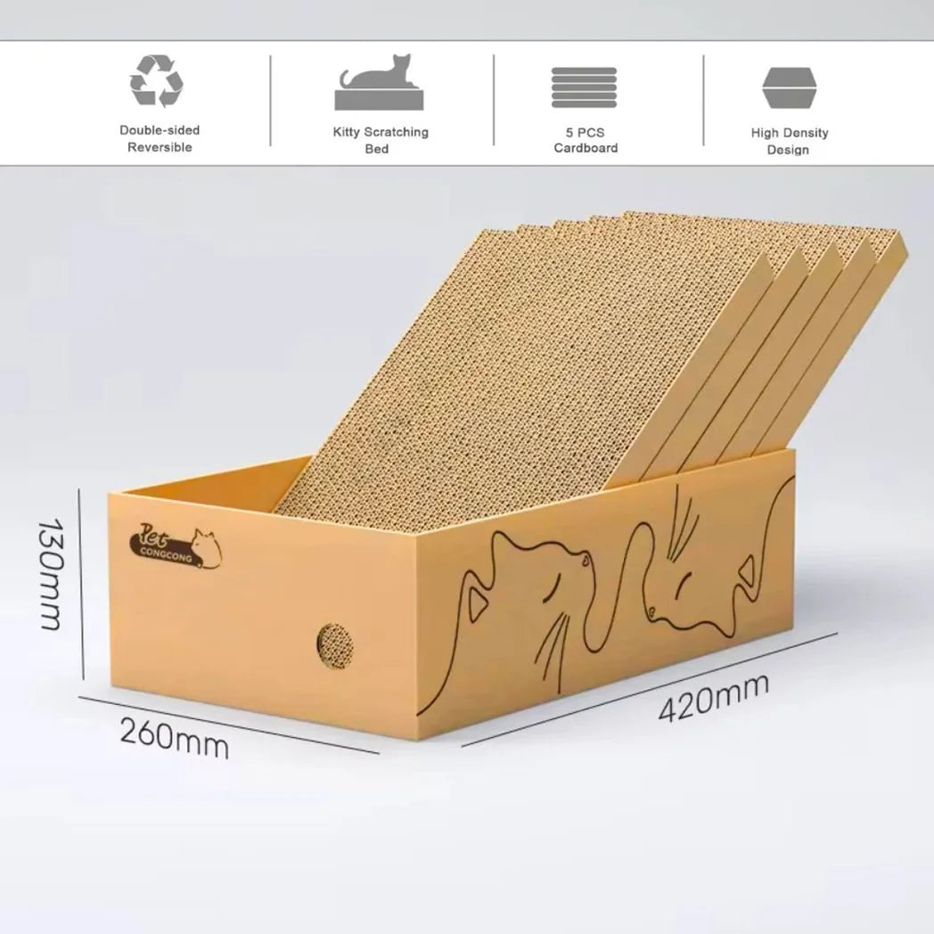 5PC Cat Scratching Board Box Cardboard Kitten Pad Claw Scratcher Scratch Bed