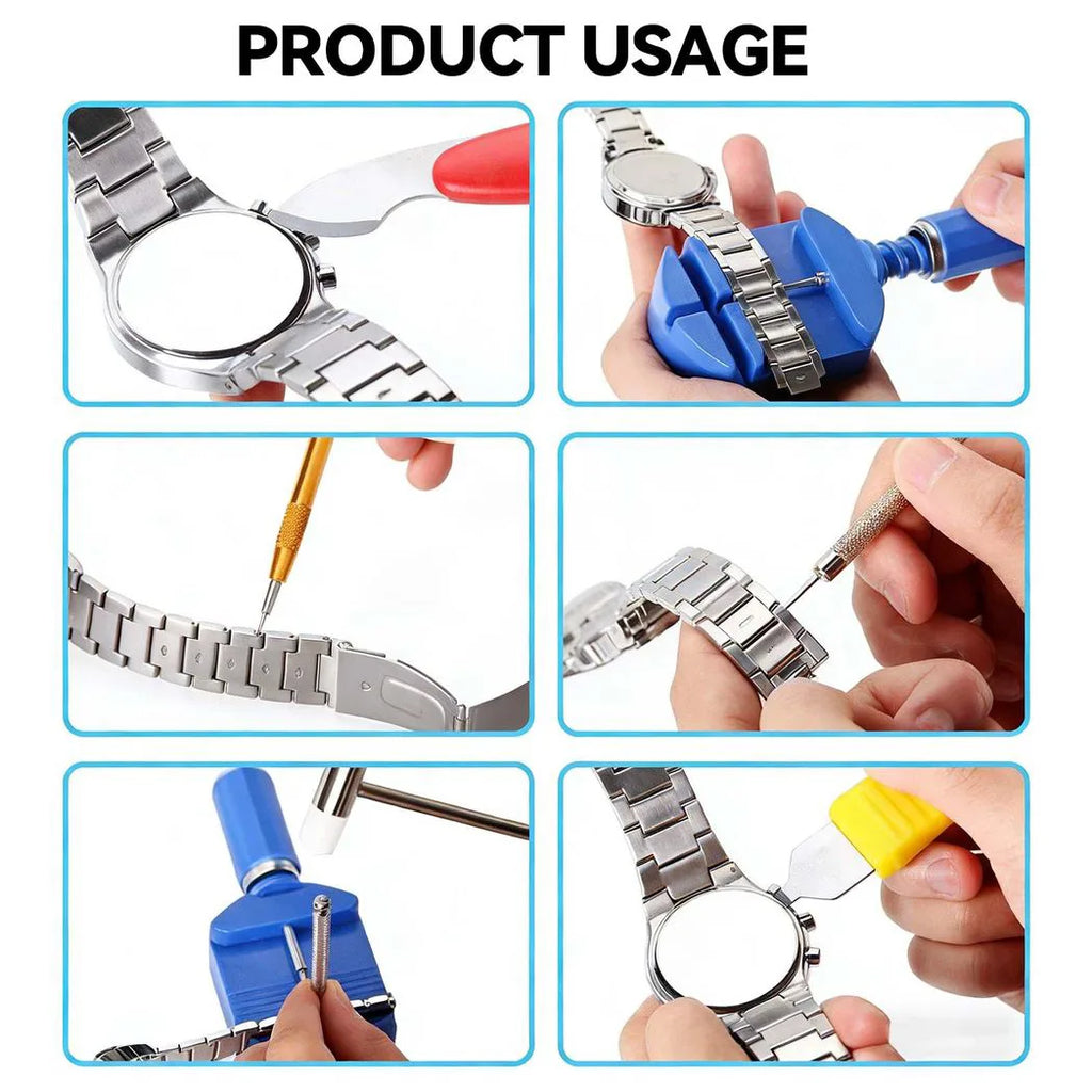 147PCS Watch Repair Tool Kit Back Case Opener Remover Spring Pin Bars Watchmaker