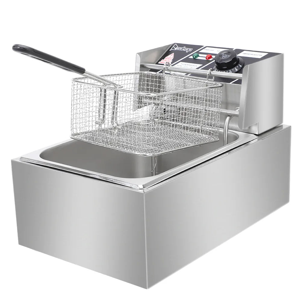 ZOKOP EH81 2500W 220-240V 6.3QT/6L Stainless Steel Single Cylinder Electric Fryer
