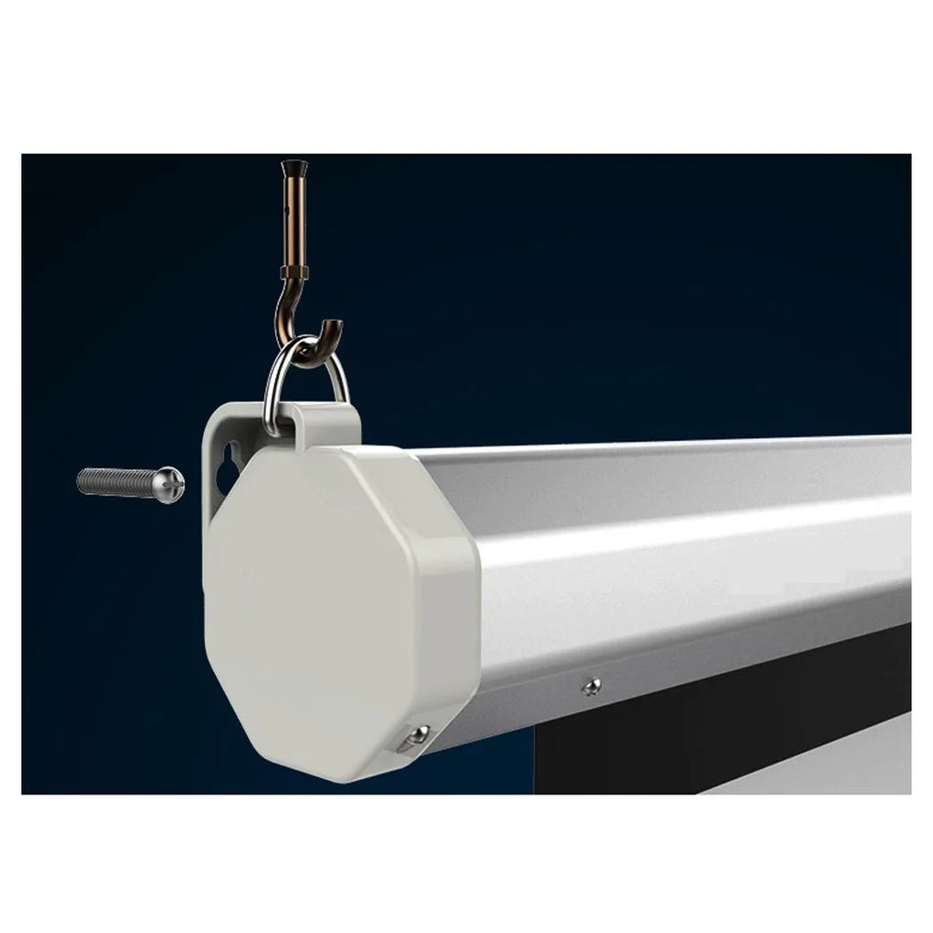 UK Plug, 100 inch 16:9 Aspect Ratio Manual Self-locking Warp Knitted White