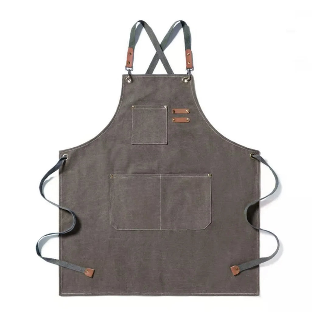 Kitchen Cooking BBQ Plain Denim Canvas Pocket Apron Butcher Crafts Baking Chefs-Black